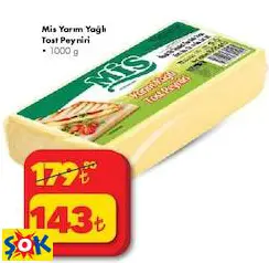 MİS YARIM YAĞLI TOST PEYNİRİ 1000 G